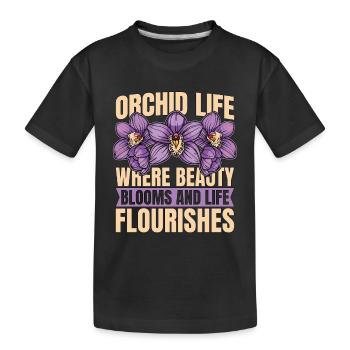 La vie des orchidées où la beauté fleurit et les plantes d’orchidées - T-shirt bio Premium Enfant - noir - Devant