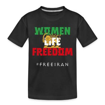 Iranische Flagge #nohijab Unterstützung der Frauen im Iran LÖWE - Kinder Premium Bio T-Shirt - Schwarz - Vorne