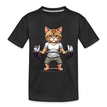 Entraînement musculaire Chat Athlète Fitness - T-shirt bio Premium Enfant - noir - Devant