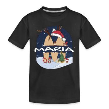 Awesome Maria Name w Santa Hat in Xmas Theme - Kids' Premium Organic T-Shirt - black - Front