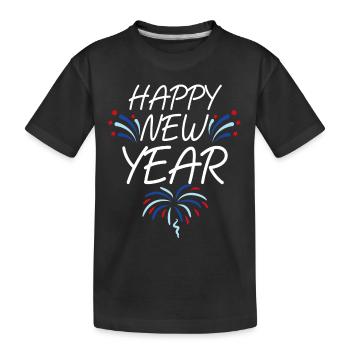 Happy New Year Silvester Neujahr - Kinder Premium Bio T-Shirt - Schwarz - Vorne
