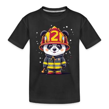 Panda as a firefighter - Kids' Premium Organic T-Shirt - black - Front