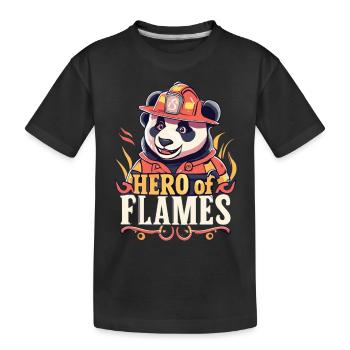 Ehre den Helden: Großer Panda als Feuerwehrmann - Kinder Premium Bio T-Shirt - Schwarz - Vorne