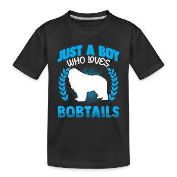 Boy Who Loves Bobtail Old English Shepherd - Kids' Premium Organic T-Shirt - black - Front