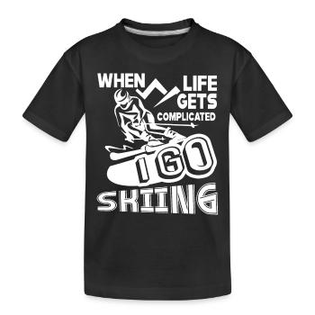 Skiing I Go Skiing When Life Gets Complicated - Kids' Premium Organic T-Shirt - black - Front