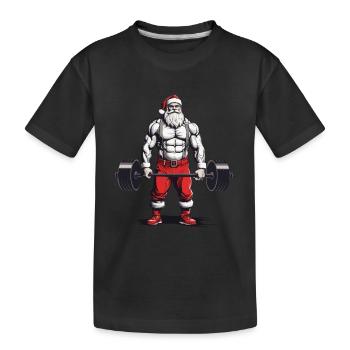 Conception de musculation de soulevé de terre de Noël drôle - T-shirt bio Premium Enfant - noir - Devant