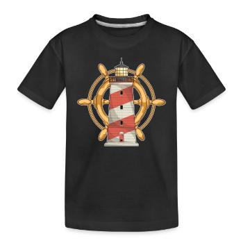 Océan bateau volant mer cadeau phare - T-shirt bio Premium Enfant - noir - Devant