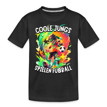 Coole Jungs spielen Fußball für Jungen Fußballer - Kinder Premium Bio T-Shirt - Schwarz - Vorne