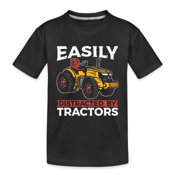 Harvester Easily Distracted By Agriculture Machine - Kinder Premium Bio T-Shirt - Schwarz - Vorne
