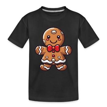 Christmas Gingerbread Baking Biscuit - Kids' Premium Organic T-Shirt - black - Front