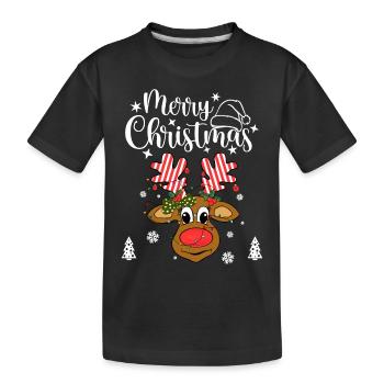 Deer Merry Christmas Santa Reindeer Hirsch - Kinder Premium Bio T-Shirt - Schwarz - Vorne