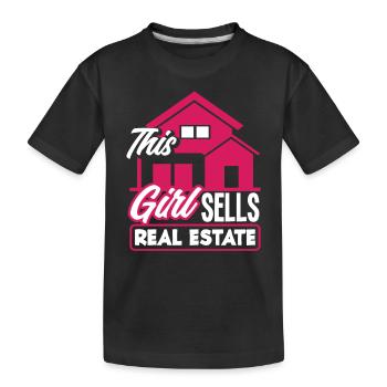Immobilienmakler Dame Frau Mädchen Geschenk - Kinder Premium Bio T-Shirt - Schwarz - Vorne