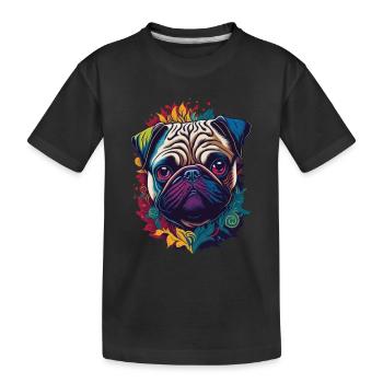 Colorful Pug Dog Artwork - Kids' Premium Organic T-Shirt - black - Front
