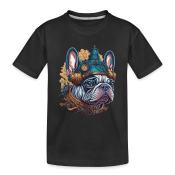 French Bulldog Dog in Steampunk Style - Kids' Premium Organic T-Shirt - black - Front