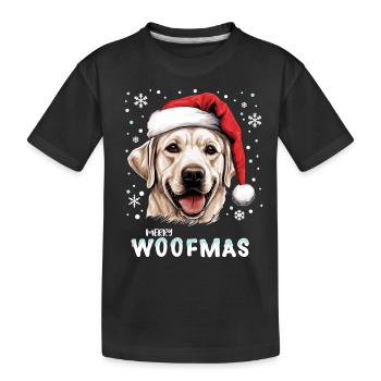 Cute Labrador dog celebrating Christmas - Kids' Premium Organic T-Shirt - black - Front