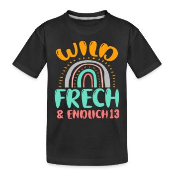 Kindergeburtstag T-Shirt Endlich Wild frech Feier - Kinder Premium Bio T-Shirt - Schwarz - Vorne