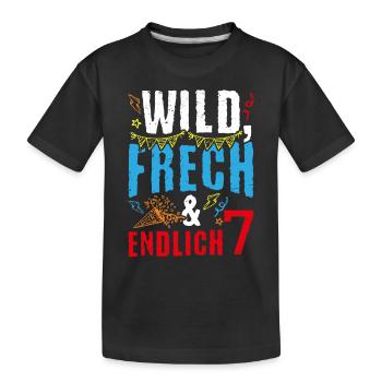 Kindergeburtstag T-Shirt Endlich Wild frech Feier - Kinder Premium Bio T-Shirt - Schwarz - Vorne