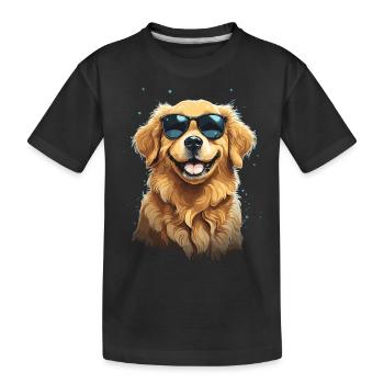 Golden Retriever Coolness und Stil Sonnenbrille - Kinder Premium Bio T-Shirt - Schwarz - Vorne