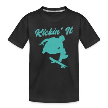 Kickin' it Old School Skateboarding Skater Skatebo - Kids' Premium Organic T-Shirt - black - Front