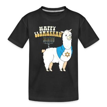 Happy Llamakkah Hanukkah Jewish Chrismukkah Llama - Kinder Premium Bio T-Shirt - Schwarz - Vorne