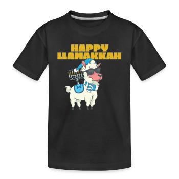 Happy Llamakkah Hanukkah Jewish Chrismukkah Llama - Kinder Premium Bio T-Shirt - Schwarz - Vorne