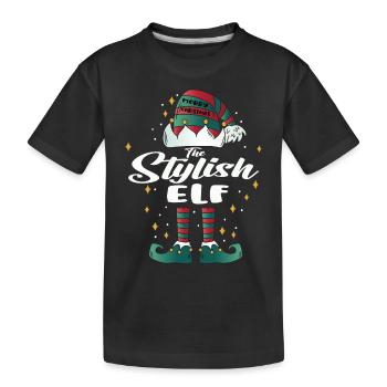 stylish Elf funny Family Christmas Weihnachten - Kinder Premium Bio T-Shirt - Schwarz - Vorne