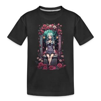 Anime Gothic Girl Victorian Floral Aesthetic - Kids' Premium Organic T-Shirt - black - Front