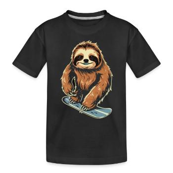 Snowboard Sloth : Descente fraîche - T-shirt bio Premium Enfant - noir - Devant