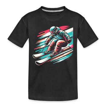 Winter Thrill: Skiers in the Snow - Kids' Premium Organic T-Shirt - black - Front