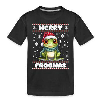 Mignon Grenouille Souhaite Joyeux Noël - T-shirt bio Premium Enfant - noir - Devant