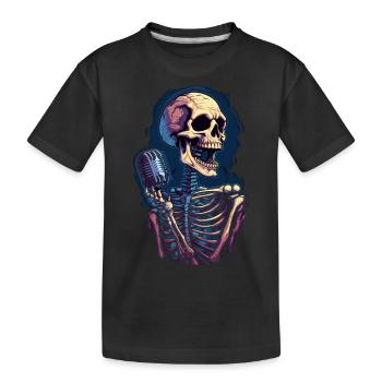 Bunter abstrakter Totenkopf mit Mikrofon - Kinder Premium Bio T-Shirt - Schwarz - Vorne