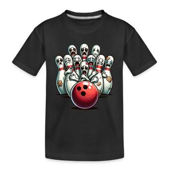 Bowling Pin Faces Funny for Bowling Lovers - Kids' Premium Organic T-Shirt - black - Front