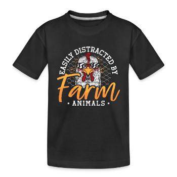 Un éleveur de volailles facilement distrait par un poulailler - T-shirt bio Premium Enfant - noir - Devant