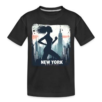 Läuferin Skyline NYC - Kinder Premium Bio T-Shirt - Schwarz - Vorne