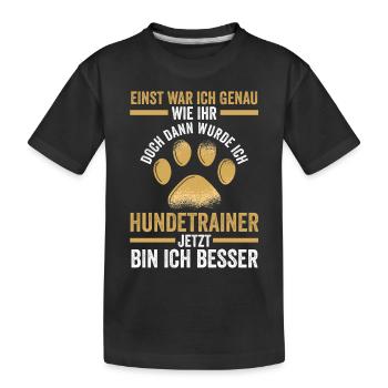 Hundetraining Hund Hundeschule Hundetrainer - Kinder Premium Bio T-Shirt - Schwarz - Vorne