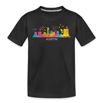 Austinites Aquarelle Skyline Austin - T-shirt bio Premium Enfant - noir - Devant