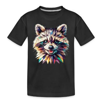 Polygon Waschbär Kunstwerk - Kinder Premium Bio T-Shirt - Schwarz - Vorne
