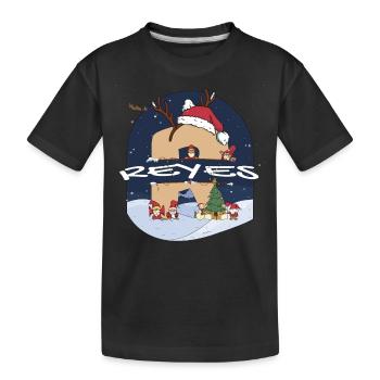 Awesome Reyes Name mit Weihnachtsmütze im Weihnachtsthema - Kinder Premium Bio T-Shirt - Schwarz - Vorne