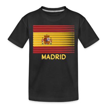 Madrid Spanien Spanische Flagge Trommler Sticks Patriotisch - Kinder Premium Bio T-Shirt - Schwarz - Vorne