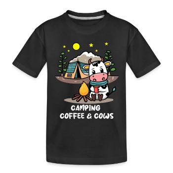 Camping Café Vaches Vie à la campagne Week-end de vacances - T-shirt bio Premium Enfant - noir - Devant