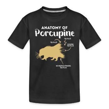 Anatomie Des Stachelschweins Naturliebhaber Stich - Kinder Premium Bio T-Shirt - Schwarz - Vorne