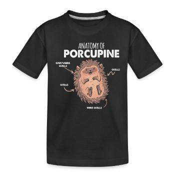 Anatomie Des Stachelschweins Naturliebhaber Stich - Kinder Premium Bio T-Shirt - Schwarz - Vorne