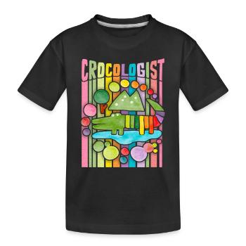 Lustiger Krokodil Spruch, Crocologist Regenbogen - Kinder Premium Bio T-Shirt - Schwarz - Vorne