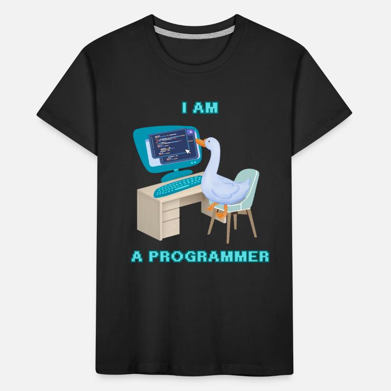 A Programmer Duck, a Fun Design for Programmers Kids' Premium Organic T-Shirt