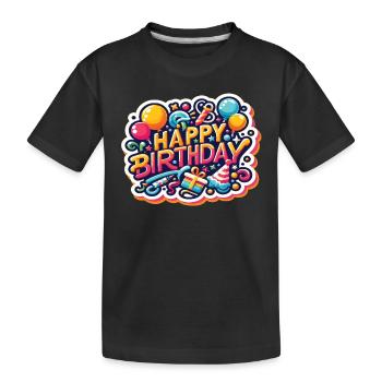 Happy Birthday Saying - Kids' Premium Organic T-Shirt - black - Front