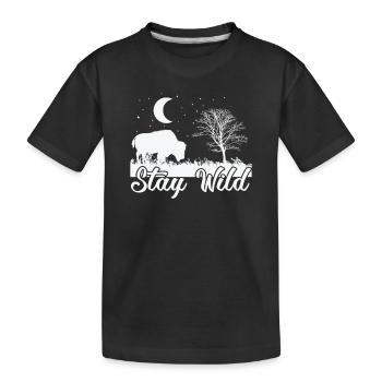 Stay Wild Bison Tier - Kinder Premium Bio T-Shirt - Schwarz - Vorne