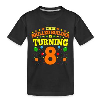 8th birthday Boy Brick Builder 8 Years Old Gifts - Kinder Premium Bio T-Shirt - Schwarz - Vorne