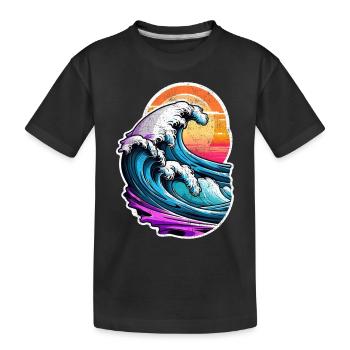 Wave - Summer - Vacation - Vintage - Kids' Premium Organic T-Shirt - black - Front
