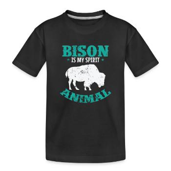 Bison is my Spirit Animal Tier - Kinder Premium Bio T-Shirt - Schwarz - Vorne