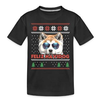 Cool Akita Inu Dog Feliz Navidog Ugly Christmas - Kids' Premium Organic T-Shirt - black - Front